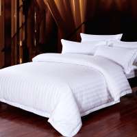 luxury White Stripe 100% Cotton queen size hotel bedding set